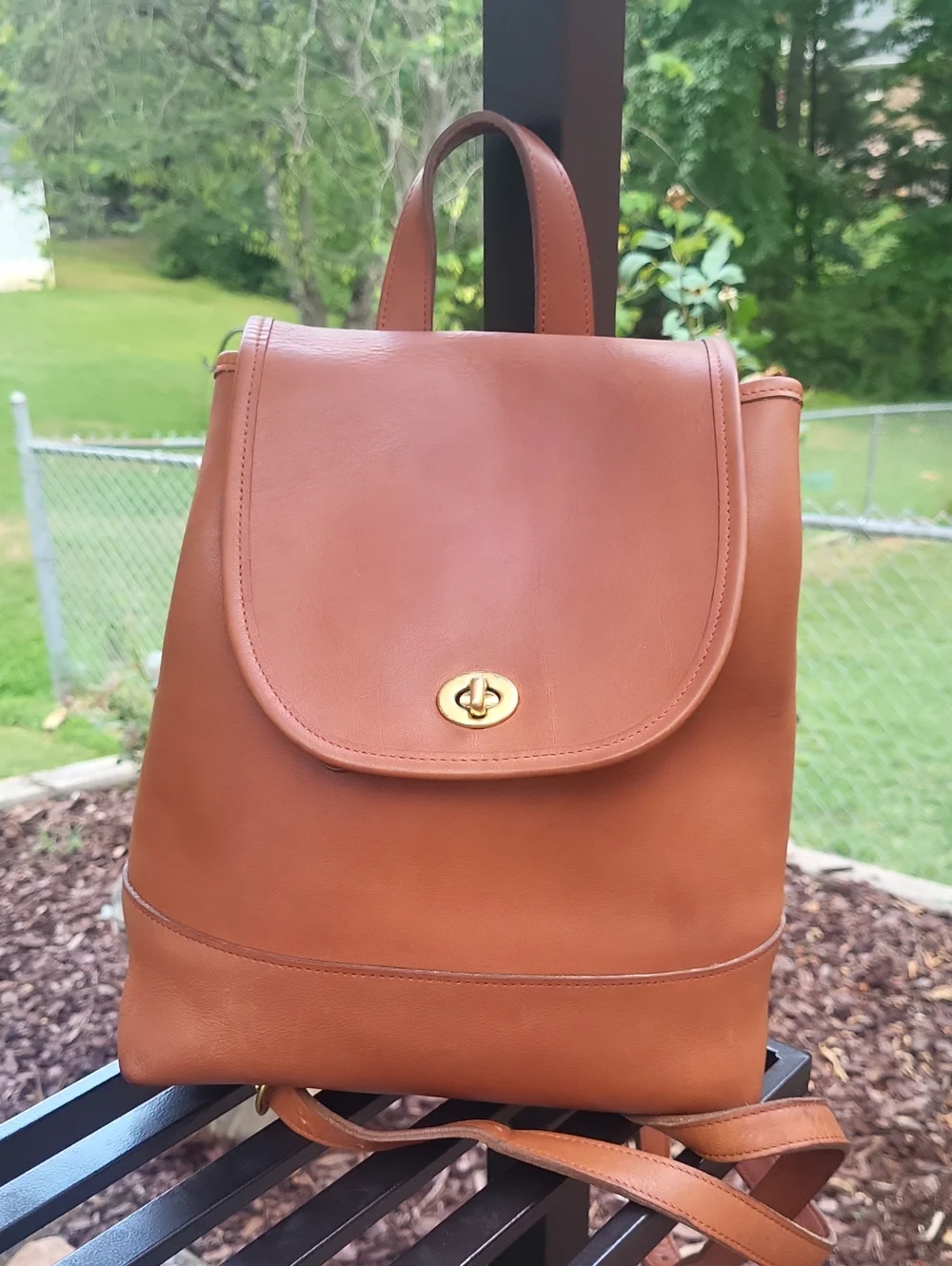Coach Leather Backpack Purse in Brirish Tan With COA